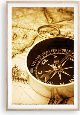 Produktbild von Gerahmtes Poster - Rahmen in heller Eiche - Kompass alt reisen Reise - 61x91,5 cm - Wand Bild - Wanddeko - Wandbilder - Wandposter - Bilderrahmen - Bilder - Kunstdruck - Wandbild - P2NPA61x91-2103