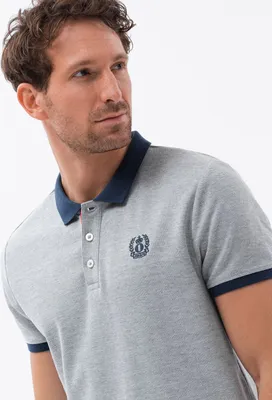 Obrázek produktu pro Ombre Clothing Pánské tričko s límečkem Etherron šedá melanžová S
