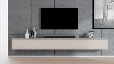 Productafbeelding van Wandmontabele TV-meubel, beige, Loriano TV-kast, 3x100 cm, kasjmierkleur