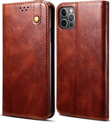 Produktbild von iPhone 12 Pro Hülle, LaimTop Leder Flip Brieftasche Schutzhülle für iPhone 12 Pro Rot