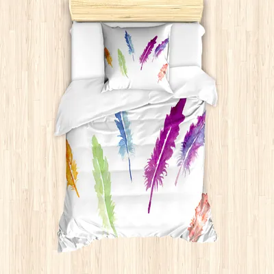 Produktbild von ABAKUHAUS Bunt Mantele, Aquarellen, Milbensicher Allergiker geeignet mit Kissenbezügen, 135 cm x 200 cm - 80 x 80 cm, Mehrfarbig