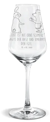 Produktbild von Mr. & Mrs. Panda Weinglas Hase Igel - Transparent - Geschenk, Lustige Sprüche, Herzschmerz, Trennungsschmerz, Weißwein Glas, wein, und, Weißweinkelch, Trösten
