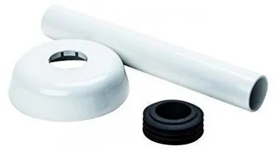 Produktbild von Anschlussrohr mit Rosette weiß 30 cm Messing