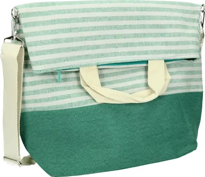 Produktbild von Betz Strandtasche Umhängetasche Freizeittasche Handtasche Einkaufstasche STREIFEN Größe: 52x38 cm Farbe - grün