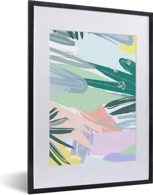Produktbild von MuchoWow® Gerahmtes Poster Sommer - Abstrakt - Grün 30x40 cm - Poster mit Schwarzem Bilderrahmen Wandposter Rahmen Foto Bilder - Wandposter Schlafzimmer