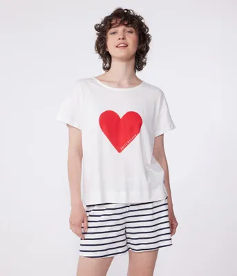 Productafbeelding van Petit Bateau damespyjama, model A0CJU, wit/blauw, maat S