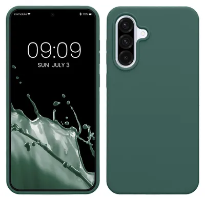 Produktbild von kwmobile Handyhülle für Samsung Galaxy A36 5G Hülle - Case Silikon - Kabelloses Laden - Schutzhülle Cover in Tannengrün