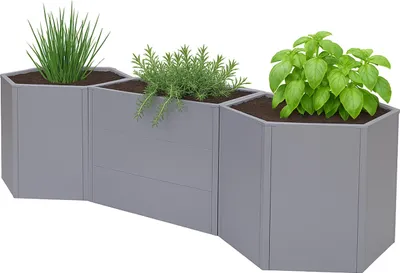 Immagine prodotto di set di 3 letti rialzati HWC-P64, letto rialzato in metallo per ortaggi/piantine fioriera in acciaio 77x286x88cm ~ grigio