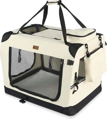 Produktbild von VOUNOT® Hundebox faltbar, Hundetransportbox robust für Katze & Hunde 50x35x36 cm S Beige