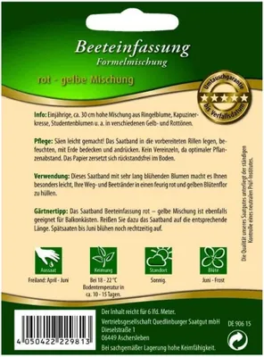Produktbild von Quedlinburger Saatgut - Beeteinfassung rot-gelbe Mischung Saatband - Samen - 292981