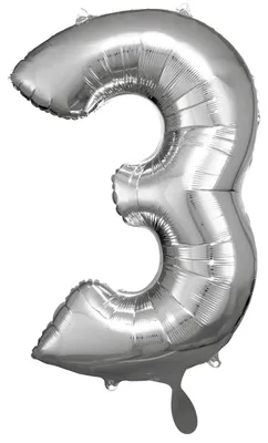 Immagine prodotto di Palloncino in foil numero 3 argento - 83 cm
