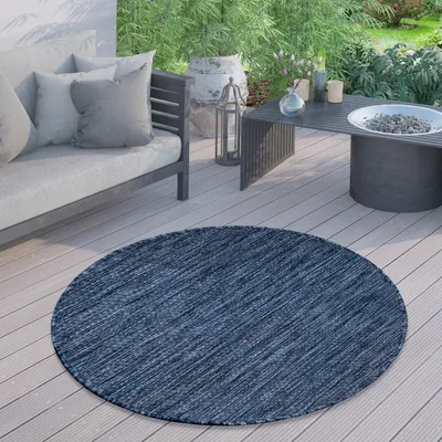 Produktbild von In- & Outdoor Teppich Flachgewebe einfarbig modern wetterfest für Terrasse Küche Einfarbiges Muster Grösse 80 cm Rund
