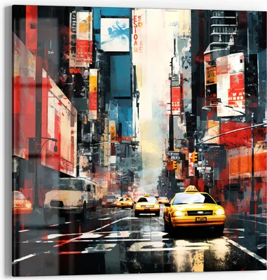 Produktbild von DEQOART Glasbild Echtglas 30x30 cm 'Städtisches Flimmern' Wandbild Bild modern Deko