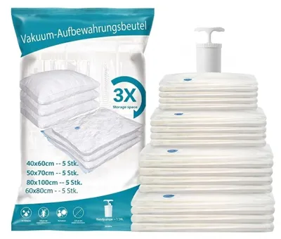 Produktbild von Wiederverwendbare Vakuumbeutel für Kleidung, Set von 5