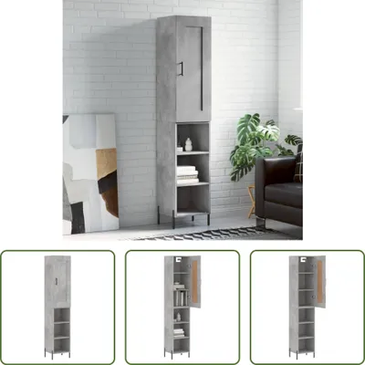 Produktbild von The Living Store Highboard Betongrau 34,5x34x180 cm Holzwerkstoff