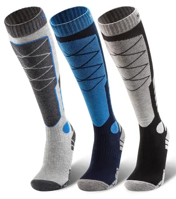 Produktbild von Skisocken aus Wolle - 3 Paar - Kniestrümpfe - Warm und bequem - Für Damen und Herren - Größen M/L und L/XL - Wollsocken