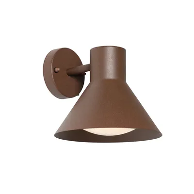 Produktbild von QAZQA - Industrie I Vintage I Industrie I Vintage I Außen Wandleuchte rostbrauner Kegel IP44 - Natas I Außenbeleuchtung - Stahl Rund - LED geeignet E27