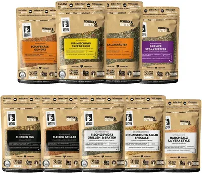 Immagine prodotto di Set gourmet per barbecue, 9 pezzi, set di spezie, set per barbecue, set regalo, 830g