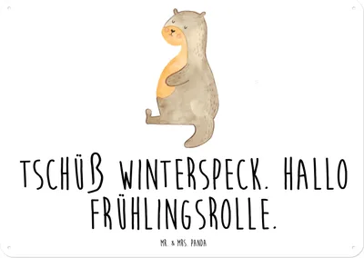 Produktbild von Mr. & Mrs. Panda Wandbild Otter Bauch DIN A5 - Weiß - Geschenk, Sportmuffel, Seeotter See, tafel, Essen. Foodlover, Schild, Winterspeck, Metallschild, Türschild