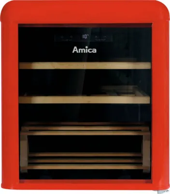 Produktbild von Amica WKR 341 910 R, Weinkühler mit Kompressor, Freistehend, 10 Flasche(n), G, Innenbeleuchtung, Rot