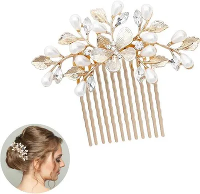 Produktbild von Elegante Goldene Hochzeitsschmuckkette mit Perle und Blumenmotiv für Hochzeiten und Feierlichkeiten