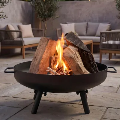 Produktbild von Feuerschale Garten 50cm Eisen Schwarz Feuerstelle Terrasse Outdoor Kamin Garten Gartenfeuer Lagerfeuer Schale Gartendeko
