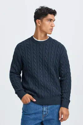 Produktbild von Solid SDMalcolm Herren Strickpullover Grobstrick Pullover Sweater mit Rippkragen Rippbündchen Baumwollmischung Relaxed fit