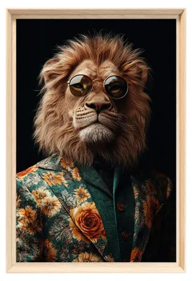 Image de Tableau mural encadré lion stylé 40x60 cm, Tableau mural moderne pour décoration intérieure