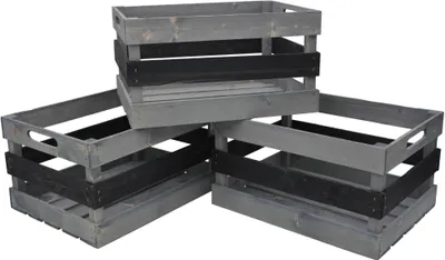 Produktbild von UNUS Holzkiste 3er Set Kiste Holz Aufbewahrungskiste 39x29x21 cm Vintage grau