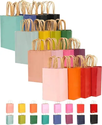 Image de 32 pcs. Sacs en papier kraft Sacs cadeaux 21x15x8cm 16 coloris