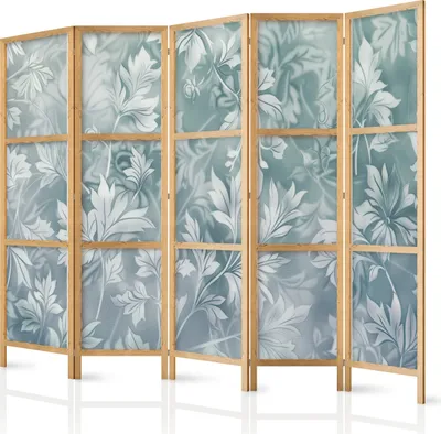 Obrázek produktu pro Japonský květinový paraván 225x172 cm 5dílný černý
