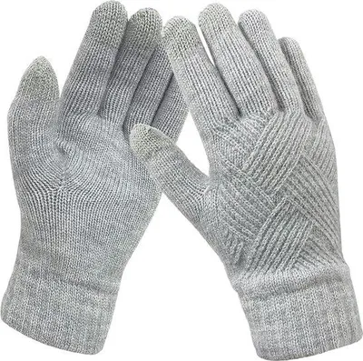 Produktbild von Thermohandschuhe für Damen, mit Zopfmuster, dicker Touchscreen-Funktion, Winterhandschuhe mit warmer Thermofütterung, Bündchen, elastisch und winddicht