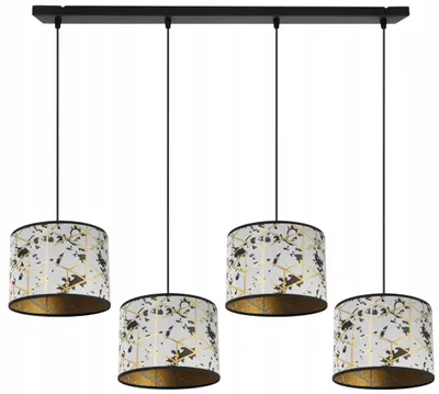 Image de Suspension, lustre, abat-jour, motif doré