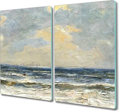 Produktbild von Coloray Hackbrett Küchenbrett Kochplattenabdeckung Schneidebrett Herdabdeckplatte 2x30x52 cm - Meereswellen Himmel