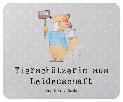 Produktbild von Mr. & Mrs. Panda Mauspad Tierschützerin Leidenschaft - Grau Pastell - Geschenk, laptop, mousepad, Mouse Pad, pc