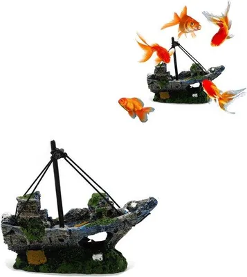 Image de Décoration d'aquarium - Épave de bateau, décoration en plastique en forme de bateau pour aménager un aquarium