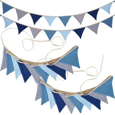 Image de Guirlande de fanions en mousseline de coton, lot de 2, longueur de 2,8 mètres