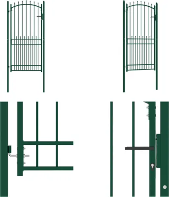 Obrázok produktu pre vidaXL Plotová brána s hrotmi oceľová 100x200 cm zelená - Záhradná brána - Plotové brány - Plotové brány