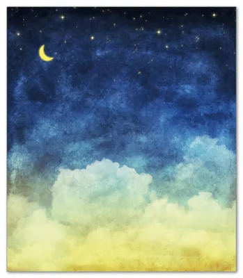 Produktbild von Wallario Herdabdeckplatte aus Glas, Größe 52 x 60 cm 1-teilig, Motiv Wolkenhimmel mit Mond und Sternen