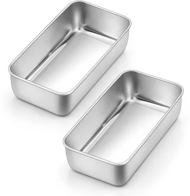 Immagine prodotto di Set di 2 stampi da forno - Acciaio inossidabile - 23,5 x 12,7 x 6,3 cm