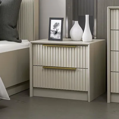 Immagine prodotto di Moke - Comodino, 53x45x45h cm Grigio Cemento, 2 Cassetti