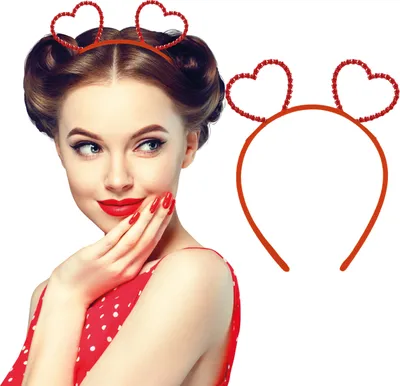 Productafbeelding van Hartvormige tiara, hoofdsieraad, carnaval, haarband, volwassenen, sprookjesprinses, rood, Valentijnsdag, kleur: rood