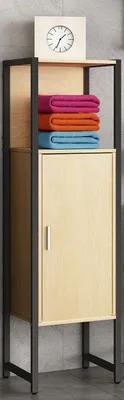Produktbild von VCM Holz/Metall Badmöbel | Midischrank | Maße: H. 114 x B. 33 x T. 30 cm | Badregal | 1 Drehtür | 1 offenes Fach - Edino