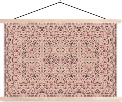 Produktbild von MuchoWow® Textilposter Persischer Teppich - Teppiche - Rosa 60x40 cm mit holzfarbenen Rahmen - Bilder