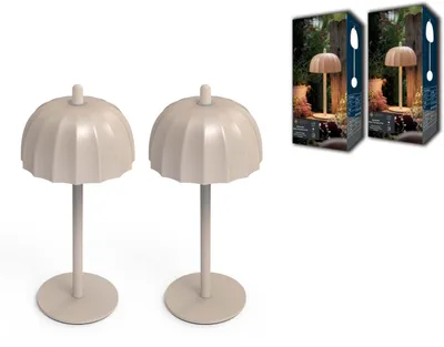 Produktbild von Northpoint LED Umbrella Tischlampe Akku dimmbar Touch Indoor Outdoor IP44 warmweiß 2er Set beige