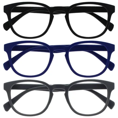 Produktbild von Lesebrille 3er Set Rund Matt Kratzfest Federscharniere OPULIZE Herren Damen