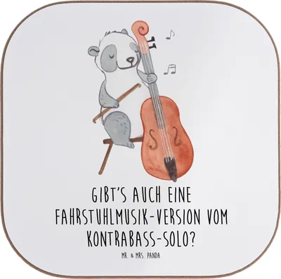 Produktbild von Mr. & Mrs. Panda Holzuntersetzer Kontrabass Solo - Weiß - Geschenk, Untersetzer für Gläser, Streichinstrument, Tasse, Instrument, Lernen, Musik, Jazzbands, Glas, Humor