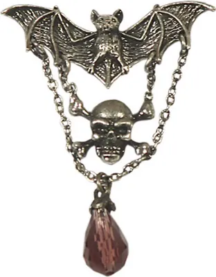 Produktbild von Fantasy Anhänger mit Kette Fledermaus mit Totenkopf