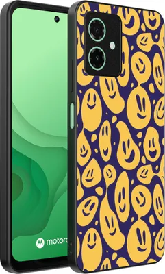Obrázek produktu pro Smartphonica Pouzdro na telefon vhodné pro Motorola Moto G54 s potiskem smajlíků - zadní kryt z TPU s motivem emoji - fialovo žluté