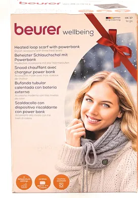 Image de BEURER Écharpe tubulaire chauffante avec batterie externe 3 pièces Lavable gris HK 37 TO GO